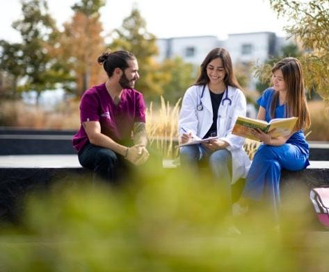 health services students study outside
